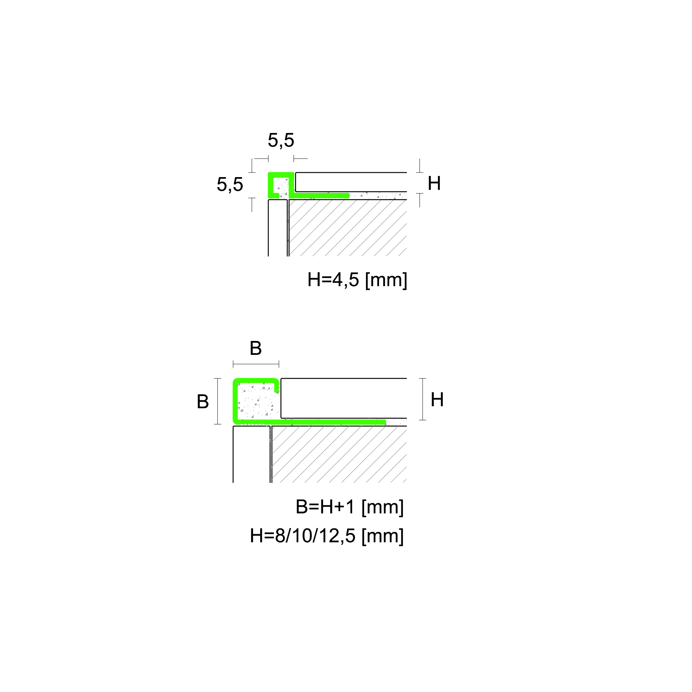 Dimensions Profil pour angle externe carré ZQA